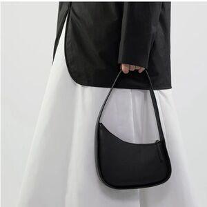 The Row Half Moon Bag - Black Leather